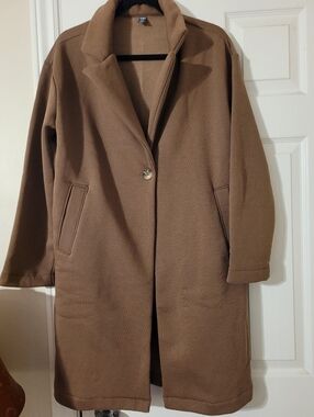 Camel Brown Single-Button Coat